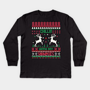 Chilling With My Snowmies ugly christmas sweater Kids Long Sleeve T-Shirt